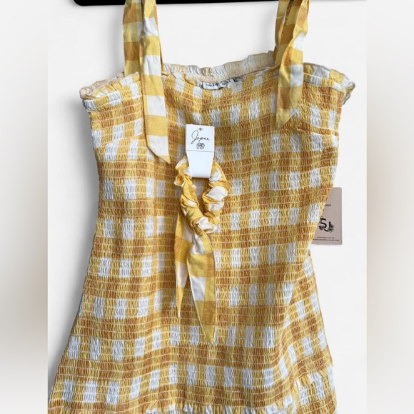 Yellow Gingham Ruffle Mini Dress - Picture 5 of 8